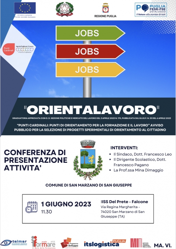 PUNTI CARDINALI/ Domani, a San Marzano, la presentazione del progetto “OrientALavoro”