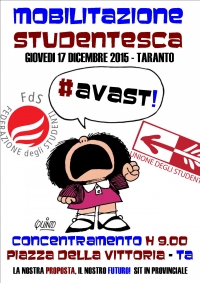 TARANTO/ Mobilitazione studentesca il  17 Dicembre #AVAST!
