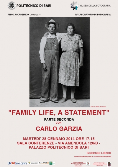 BARI - Stagione 2014. Museo di Fotografia del Politecnico.“Family life: a statement”, incontro con Carlo Garzia