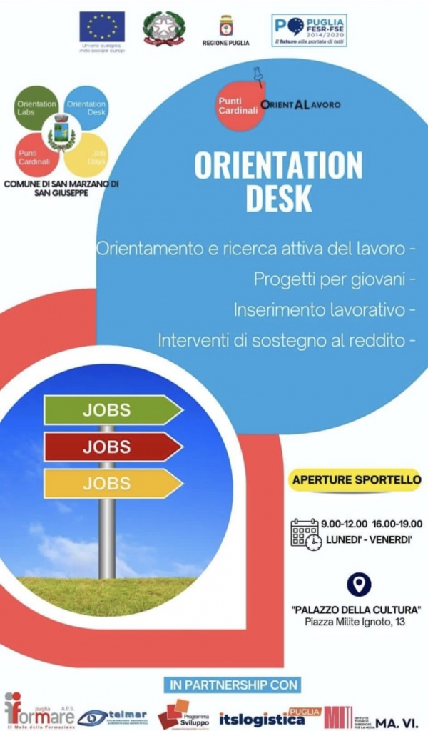 PUNTI CARDINALI-SAN MARZANO/ Con l’Orientation Desk entra nel vivo il progetto OrientALavoro