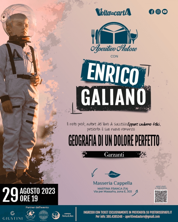 INCONTRI/ Il prof Enrico Galiano ospite di Aperitivo d’Autore