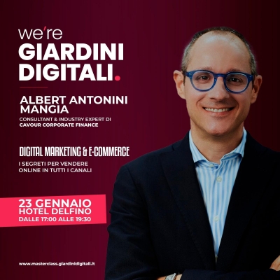 IN AGENDA- TARANTO/ Digital Marketing &amp; Ecommerce: Albert Antonini Mangia protagonista della Masterclass di Giardini Digitali