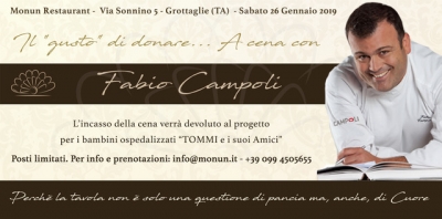 Solidarietà/ Grottaglie:Cena di beneficenza per il progetto Amici di Tommi per i bambini ricoverati in Ospedale.