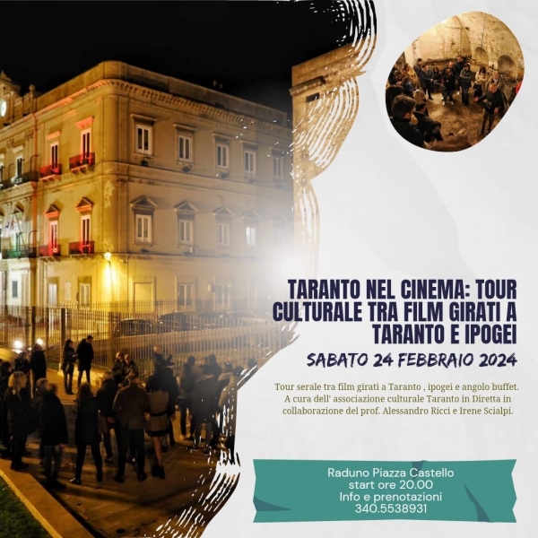 IN AGENDA- TARANTO/ Tuor in Città vecchia tra ipogei e luoghi usati come set cinematografici