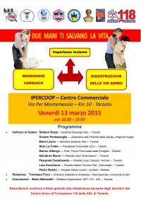 PRIMO SOCCORSO/ EVENTO VENERDI 13 MARZO ALL'IPERCOOP DI TARANTO