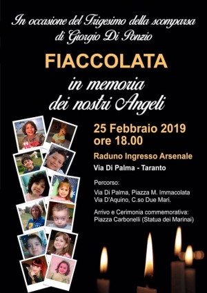 Taranto/ Fiaccolata per celebrare il piccolo Giorgio Di Ponzio, il giovanissimo Tarantino scomparso per un male incurabile. Appuntamento il 25 febbraio.