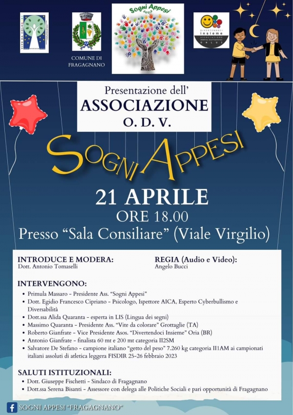 IL CONVEGNO/ A Fragagnano si parla di disabilità ed inclusione con l’Associazione “Sogni Appesi”