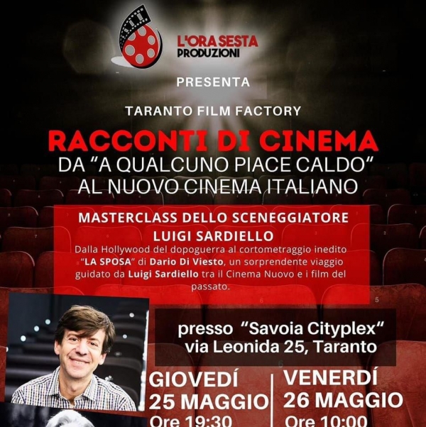 MAGGIO TARANTINO/ Al Savoia Cityplex c’è la Masterclass dello sceneggiatore Luigi Sardiello