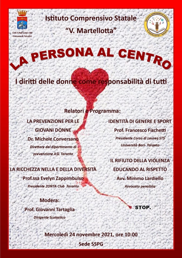 LA PERSONA AL CENTRO/ I diritti delle donne come responsabilità di tutti, se ne parla domani alla scuola Martellotta di Taranto