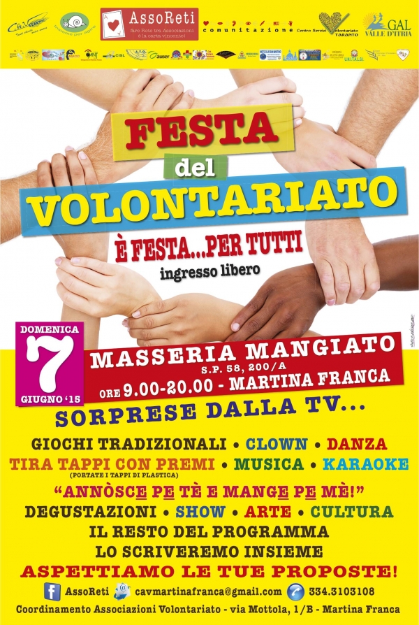 APPUNTAMENTI - A Martina Franca la prima Festa del volontariato
