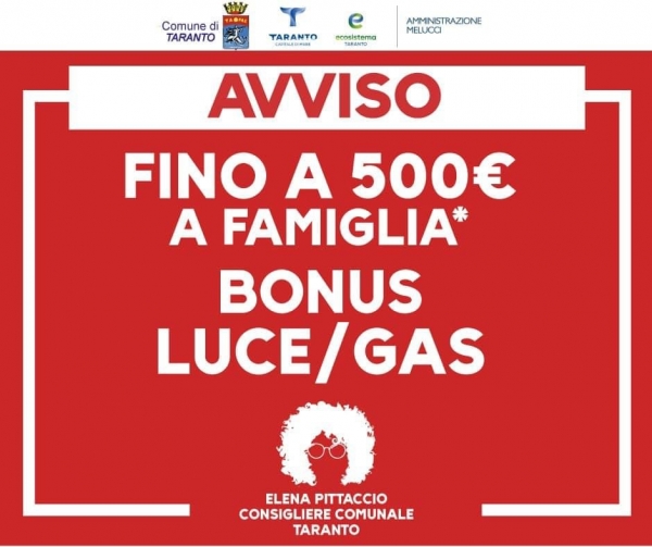EMERGENZE/ Dal Comune di Taranto bonus alle famiglie in difficoltà per pagare bollette di luce e gas