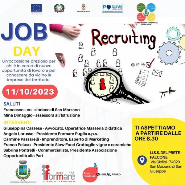 PUNTI CARDINALI/ OrientALavoro, mercoledì 11 c’è il Job Day All’Istituto del Prete Falcone di San Marzano