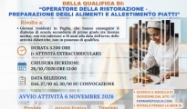 FORMARE PUGLIA/ Parte a Taranto Percorso triennale gratuito per Operatore della Ristorazione: iscrizioni aperte fino al 26 ottobre