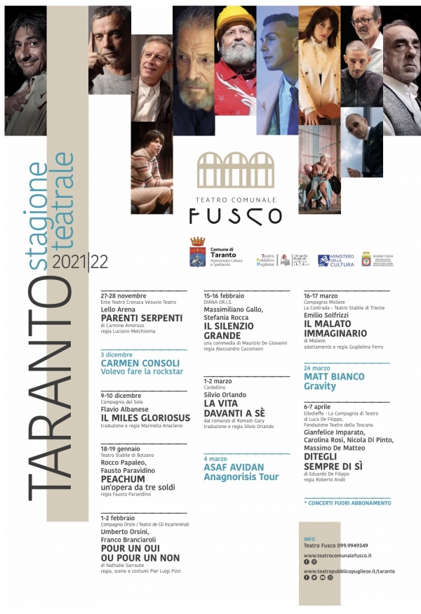 TEATRO/ Riparte al Fusco la stagione del Comune di Taranto: da Silvio Orlando a Lello Arena, tutti i nomi in cartellone