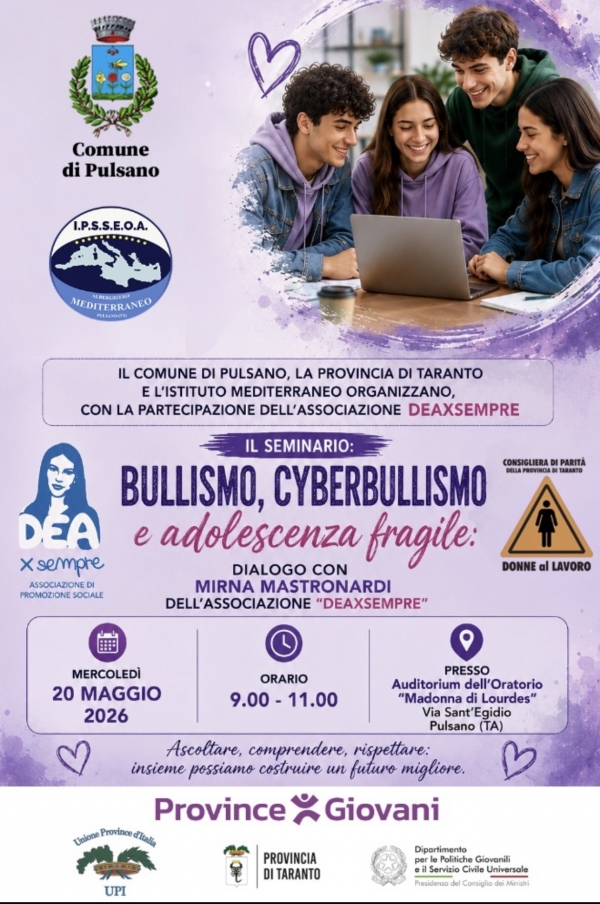 VICINANZE/ All'alberghiero di Pulsano focus su Bullismo, cyberbullismo e disagio adolescenziale
