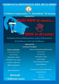 GIORNATA MONDIALE DEL BULLISMO/ &ldquo;Bulli non si nasce&hellip;E non si diventa!&rdquo; alla Martellotta di Taranto un&rsquo;occasione per riflettere