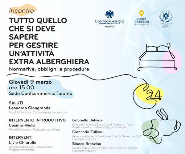 L’INCONTRO/ Tutto ciò che c’è da sapere su avviamento e gestione  di attività extra alberghiera: se ne parla a Taranto