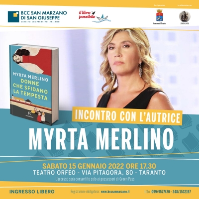 APPUNTAMENTI/ Per Incontri con l’autore della BCC il 15 all’Orfeo di Taranto c’è Myrta Merlino