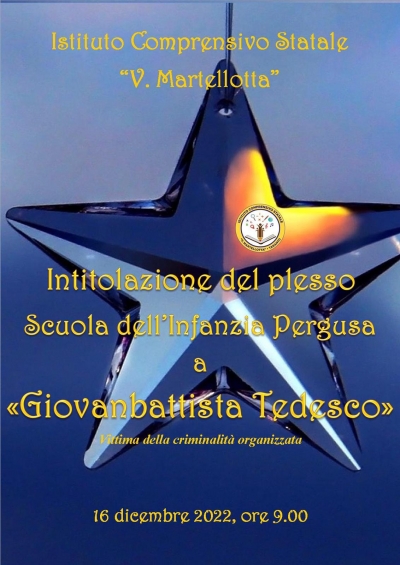 OMAGGI/ Il plesso Pergusa della scuola Martellotta sarà intitolato al carabiniere Giovanbattista Tedesco