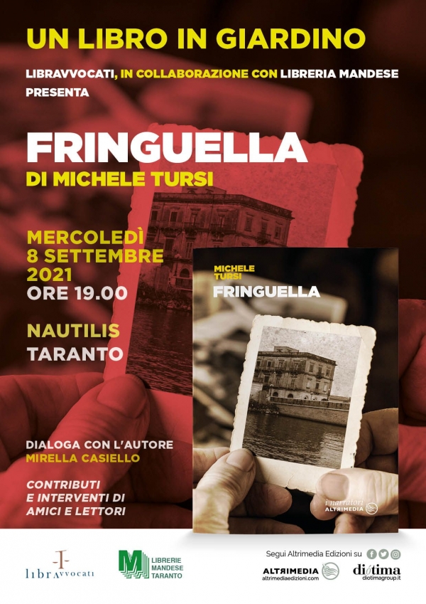 LIBRI/ Questa sera a Taranto la presentazione di “Fringuella” di Michele Tursi, la storia di una famiglia ai tempi della guerra